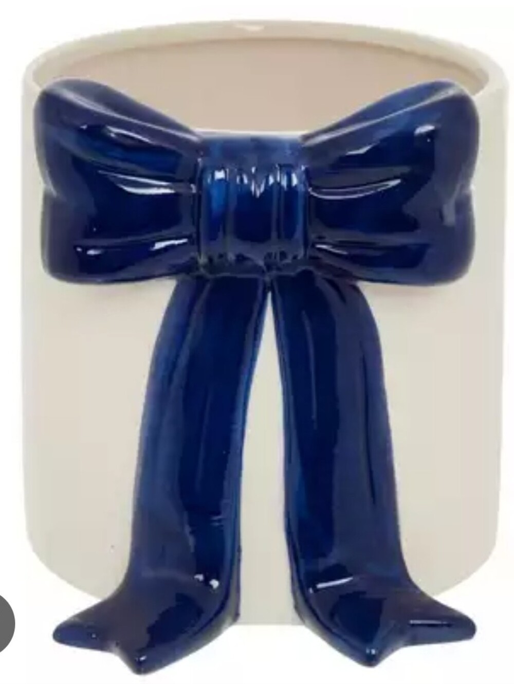 Beautiful Blue Coquette Draped Bow Ceramic Vase Flower Pot Glam Room Decor